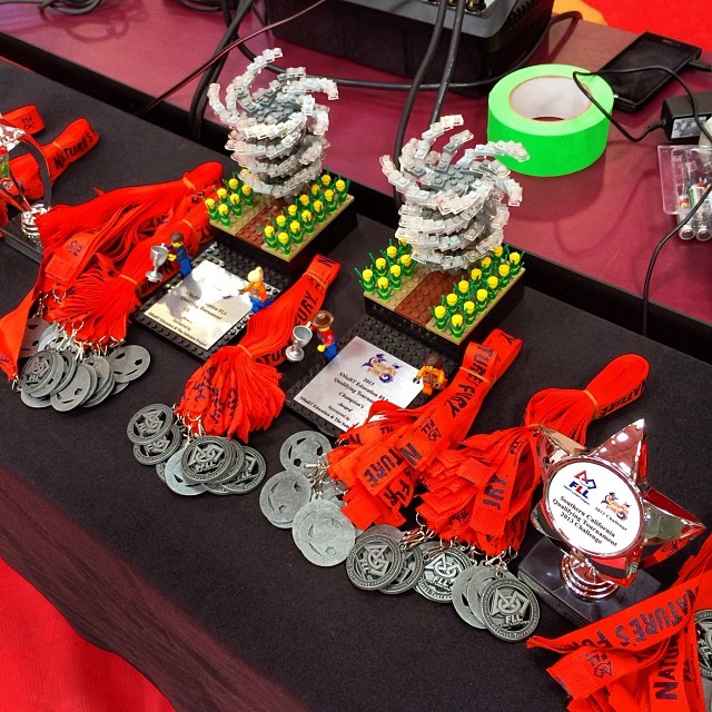 I was a Robot Design Judge today for a local #FirstLEGOLeague competition. Here are some medals and trophies. Had so much fun, kids are awesome!