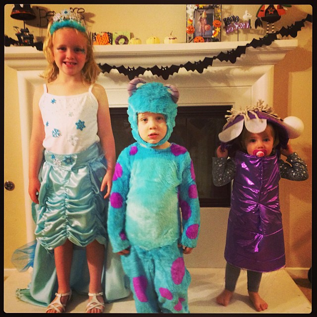 Ice Princess, Sully, & Boo (as a monster). Dar made Boo & Ice from scratch! BOOM!