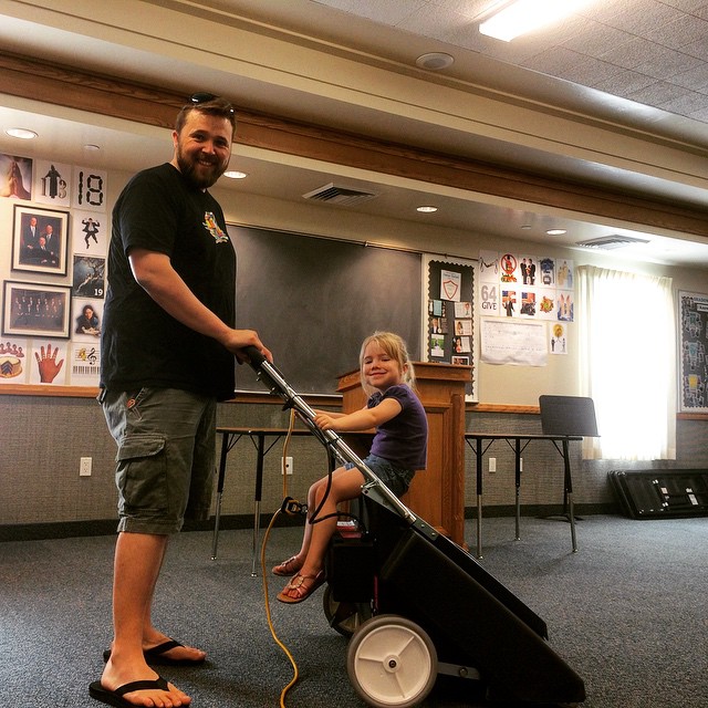 It's our turn to clean the church building and I have the cutest little helper in the whole wide world!